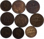 France Lot of 9 Coins
Various Dates & Denominations; VF-XF