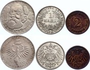 Germany Lot of 3 Coins 1904 - 1968 A, G, D
With Silver; Various Dates & Denomonations