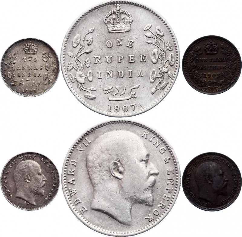 Great Britain - British India Lot of 3 Coins with Silver 1902 -07
1/3 Farthing ...