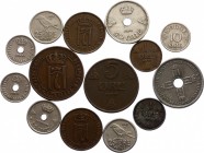 Norway Lot of 14 Coins with Silver
Various Dates & Denominations; VF-XF