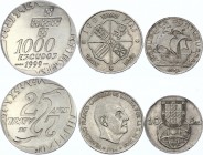 Portugal & Spain Lot of 3 Silver Coins 1954 - 1999
Silver; Various Dates & Denominations
