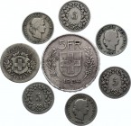 Switzerland Lot of 8 Coins 1850 - 1954
With Silver; Dates & Denomonations