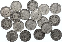 Switzerland Lot of 18 Coins 1881 - 1907
10 & 20 Rappen 1881-1907