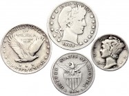 United States - Philippines Lot of 4 Silver Coins 1908 -39
Dime - Quarter - Quarter - 20 Centavos; Silver; VF