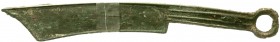 CHINA und Südostasien
China
Chou-Dynastie 1122-255 v. Chr
Messergeld, Typ "Pointed tip" ca. 600/400 v.Chr. Chin. Zeichen "Shang".
schön/sehr schön...