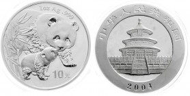 CHINA und Südostasien
China
Volksrepublik, seit 1949
10 Yuan Panda Silber (1 Unze) 2004. Pandamutter bei der Liebkosung ihres Nachwuchses. Verschwe...