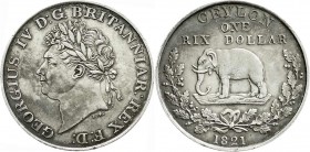 CHINA und Südostasien
Ceylon
Britische Kolonie, 1796-1972
Rixdollar 1821. Elefant.
sehr schön, kl. Randfehler