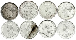 CHINA und Südostasien
Indien
Lots
8 Silbermünzen: Rupee 1840 (2X), 1903, 1919 (3X), 1920, Kutch 5 Kori 1938.
sehr schön/vorzüglich bis prägefrisch...