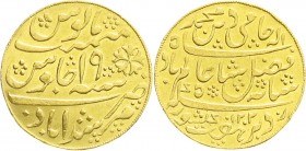 CHINA und Südostasien
Indien-Britisch
Bengalen
Mohur GOLD 1781 (Jahr 19), AH 1202, Murshidabad. 12,41 g. 996/1000. Stempelvar.
vorzüglich/Stempelg...