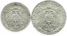 CHINA und Südostasien
Kiautschou
2 Münzen: 5 Cent und 10 Cent 1909. sehr schön und vorzüglich