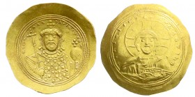 Byzantinische Goldmünzen
Kaiserreich
Constantin IX. Monomachus, 1042-1055
Histamenon 1042/1055 Constantinopel. Brb. v.v. mit Langkreuz und Kreuzglo...