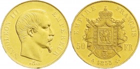 Ausländische Goldmünzen und -medaillen
Frankreich
Napoleon III., 1852-1870
50 Francs 1855 A, Paris. 16,13 g. 900/1000.
vorzüglich, winz. Randfehle...