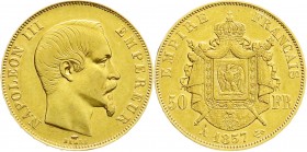 Ausländische Goldmünzen und -medaillen
Frankreich
Napoleon III., 1852-1870
50 Francs 1857 A, Paris. 16,13 g. 900/1000.
vorzüglich