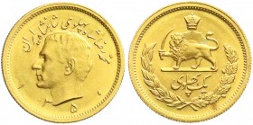 Ausländische Goldmünzen und -medaillen
Iran
Mohammed Reza Pahlavi, 1941-1979
Pahlavi SH 1350 = 1971. 8,14 g. 900/1000. Besseres Jahr.
fast Stempel...