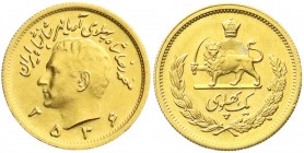 Ausländische Goldmünzen und -medaillen
Iran
Mohammed Reza Pahlavi, 1941-1979
Pahlavi MS 2536 = 1977. 8,14 g. 900/1000.
Stempelglanz, min. Randfehl...