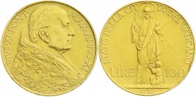 Ausländische Goldmünzen und -medaillen
Italien-Kirchenstaat
Pius XI., 1922-1939
100 Lire 1932, stehender Jesus. 8,80 g. 900/1000.
gutes vorzüglich...