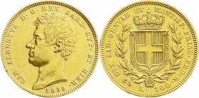 Ausländische Goldmünzen und -medaillen
Italien-Sardinien
Carl Albert, 1831-1849
100 Lire 1832 P, Anker. Genua. 32.25 g. 900/1000
sehr schön/vorzüg...