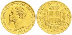 Ausländische Goldmünzen und -medaillen
Italien-Sardinien
Victor Emanuel II., 1849-1878
20 Lire 1853 P, Anker/Genua. 6,45 g. 900/1000.
vorzüglich...