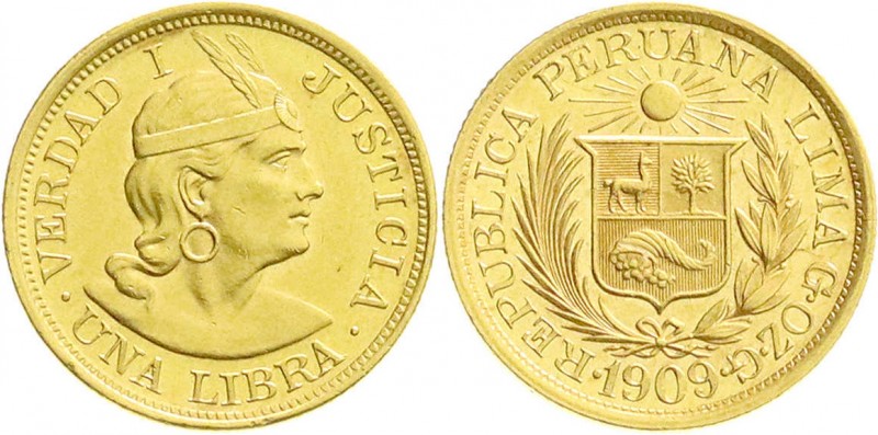 Ausländische Goldmünzen und -medaillen
Peru
Republik, seit 1821
Libra (Pound)...