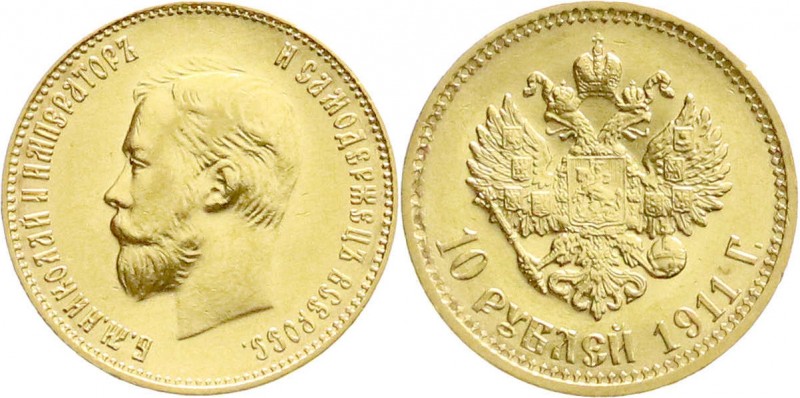 Ausländische Goldmünzen und -medaillen
Russland
Nikolaus II., 1894-1917
10 Ru...