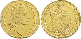Altdeutsche Goldmünzen und -medaillen
Bayern
Karl Albrecht als Karl VII., 1726-1742
1/2 Karolin 1726. 4,89 g.
vorzüglich/Stempelglanz, sehr selten...