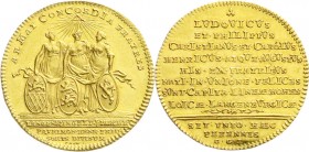 Altdeutsche Goldmünzen und -medaillen
Hohenlohe-Langenburg-Grafschaft, seit 1764 Fürstentum
Ludwig, 1715-1765
Dukat 1751, Nürnberg. Auf die 50 Jahr...
