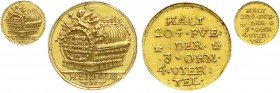 Altdeutsche Goldmünzen und -medaillen
Pfalz-Kurlinie
Karl Philipp, 1716-1742
Kleine Goldmedaille im 1/2 Dukaten-Gewicht o.J. (1716/1727), von A. Ca...