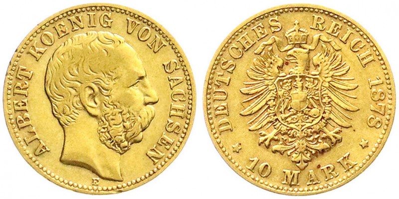 Reichsgoldmünzen
Sachsen
Albert, 1873-1902
10 Mark 1878 E. sehr schön, kl. Ra...