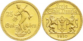 Gold der deutschen Kolonien u. Nebengebiete
Danzig
Freie Stadt, 1920-1939
25 Gulden 1930. prägefrisch