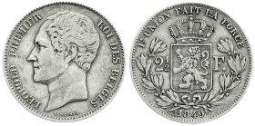 Ausländische Münzen und Medaillen
Belgien
Leopold I., 1830-1865
2 1/2 Francs 1849, großer Kopf.
fast sehr schön