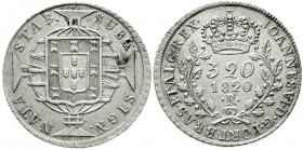 Ausländische Münzen und Medaillen
Brasilien
Johannes VI., 1818-1822
320 Reis 1820. vorzüglich/Stempelglanz, selten in dieser Erhaltung