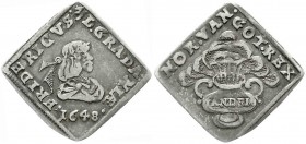 Ausländische Münzen und Medaillen
Dänemark
Frederik III., 1648-1670
1/12 Speciedaler-Klippe 1648, Kopenhagen. Auf seine Krönung.
sehr schön, selte...