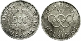 Ausländische Münzen und Medaillen
Finnland
Republik Finnland, seit 1917
500 Markkaa 1951. Olympiade Helsinki.
sehr schön, Randfehler