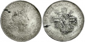 Ausländische Münzen und Medaillen
Frankreich
Ludwig XIV., 1643-1715
Ecu aux 8 L's, zweiter Typ (1704/1709) Mzz. unleserlich. Kuriosum: Überprägungs...