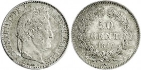 Ausländische Münzen und Medaillen
Frankreich
Louis Philippe I., 1830-1848
50 Centimes 1847 A, Paris. vorzüglich/Stempelglanz, schöne Patina, kl. Ra...
