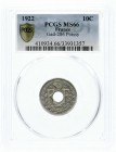 Ausländische Münzen und Medaillen
Frankreich
Dritte Republik, 1870-1940
10 Centimes Cu/Ni 1922 Poissy (Blitz). Im PCGS-Blister mit Grading MS66 (To...