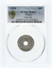 Ausländische Münzen und Medaillen
Frankreich
Dritte Republik, 1870-1940
10 Centimes Cu/Ni 1928. Im PCGS-Blister mit Grading MS67 (Top Pop).
Stempe...