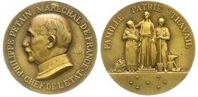 Ausländische Münzen und Medaillen
Frankreich
Etat Francais, 1940-1944
Bronzemedaille o.J. von F. Cogne. Marschall Philippe Petain. 63 mm.
sehr sch...