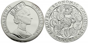 Ausländische Münzen und Medaillen
Gibraltar
Elisabeth II., seit 1952
70 ECU (5 Unzen Silber) 1993. Europäische Währungen. In Originalschatulle mit ...