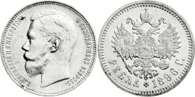 Ausländische Münzen und Medaillen
Russland
Nikolaus II., 1894-1917
Rubel 1896. St. Petersburg. vorzüglich/Stempelglanz, Vs. leicht berieben