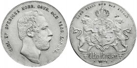 Ausländische Münzen und Medaillen
Schweden
Carl XV., 1859-1872
4 Riksdaler Riksmynt 1871, ST. vorzüglich