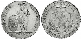 Ausländische Münzen und Medaillen
Schweiz-Appenzell
Kanton
4 Franken 1812. Auflage nur 2357 Ex.
vorzüglich/Stempelglanz, selten