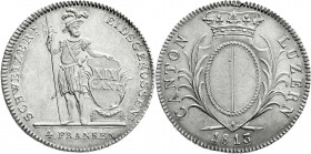 Ausländische Münzen und Medaillen
Schweiz-Luzern, Stadt
Neutaler zu 4 Franken 1813. vorzüglich/Stempelglanz, selten