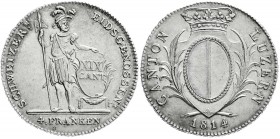 Ausländische Münzen und Medaillen
Schweiz-Luzern, Stadt
Neutaler zu 4 Franken 1814. 3-blättriger Laubrand.
vorzüglich