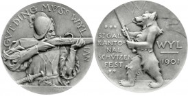 Ausländische Münzen und Medaillen
Schweiz-St. Gallen
Stadt
Silbermedaille 1901 a. d. Kantonalschützenfest in Wyl. 38 mm, 23,89 g. Im Etui.
vorzügl...