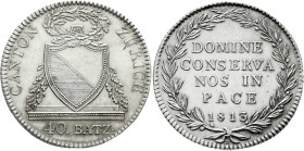 Ausländische Münzen und Medaillen
Schweiz-Zürich, Kanton
Neutaler 1813 zu 40 Batzen.
vorzüglich/Stempelglanz, leicht berieben