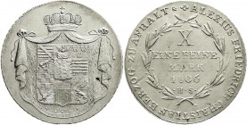 Altdeutsche Münzen und Medaillen
Anhalt-Bernburg
Alexius Friedrich Christian, 1796-1834
Konventionstaler 1806 HS (Hans Schlüter), Silberhütte im Se...