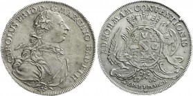 Altdeutsche Münzen und Medaillen
Baden-Durlach
Karl Friedrich, 1738-1806
Konventionstaler 1766 W, Durlach. Mit glattem Panzer.
vorzüglich, selten...