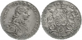 Altdeutsche Münzen und Medaillen
Baden-Durlach
Karl Friedrich, 1738-1806
1/2 Taler 1767, Durlach. vorzüglich, kl. Schrötlingsfehler, schöne Patina...