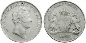 Altdeutsche Münzen und Medaillen
Baden-Durlach
Leopold, 1830-1852
Kronentaler 1832. Stern unter Jahreszahl und Punkt hinter Baden.
fast Stempelgla...